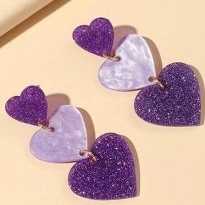 Purple Trio Heart Earrings